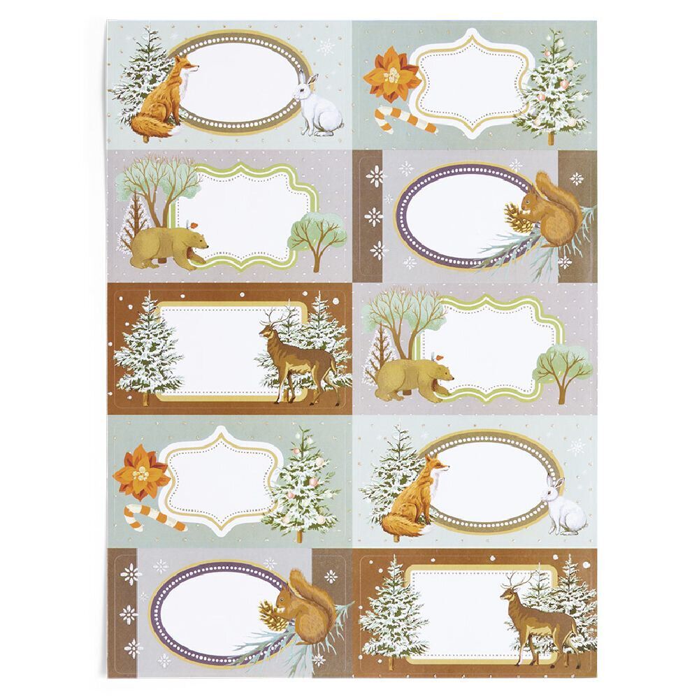 étiquette cadeau autocollante motif nature 4x8cm x10
