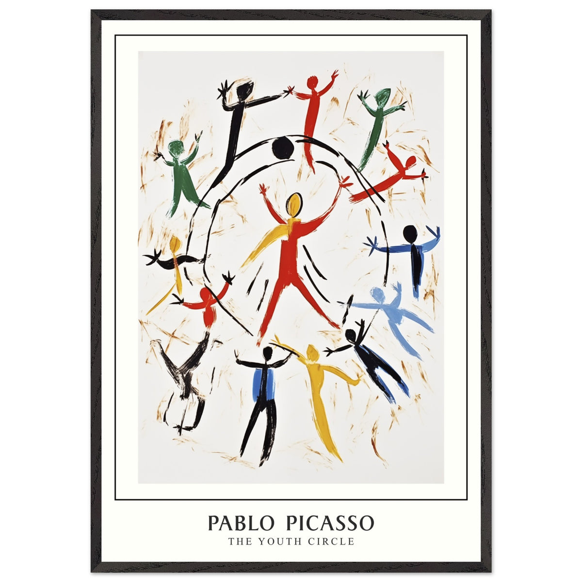 Artfulprints Poster met Lijst Pablo Picasso - The youth circle  - 70x100 cm - Meerkleurig