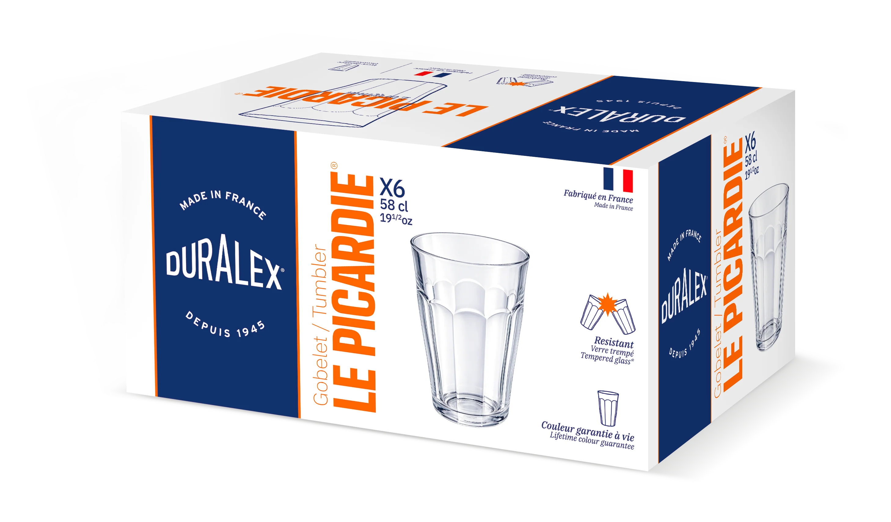 Le Picardie - Verre à eau - Transparent 58cl (Lot de 6)