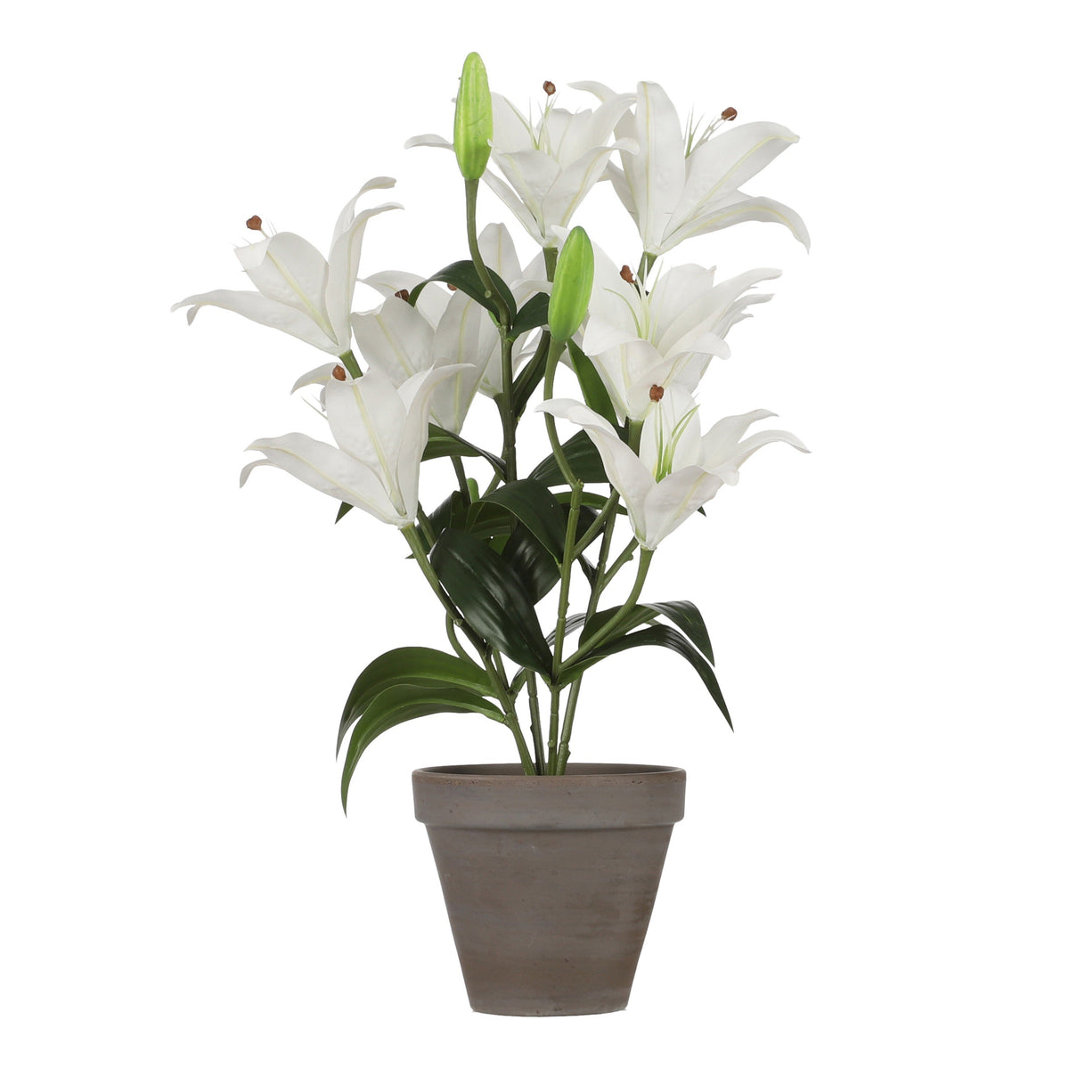 Mica Decorations Tijgerlelie Kunstplant in Bloempot Stan - H47 x Ø45 cm - Wit