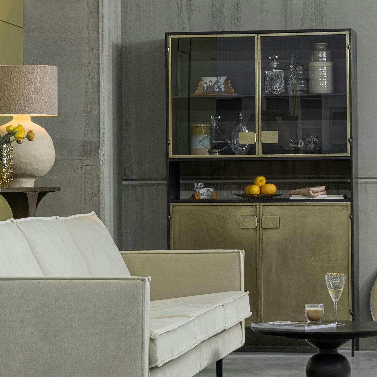 PACK - Vitrine en métal finition laiton antique Pack