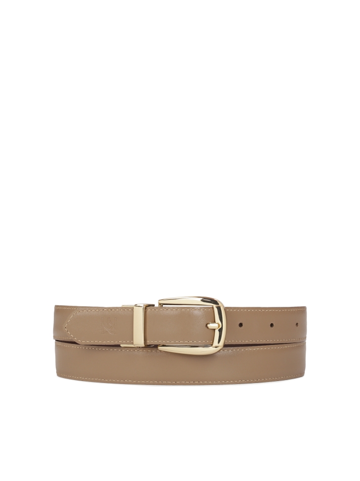 Double-sided narrow dress belt with classic buckle