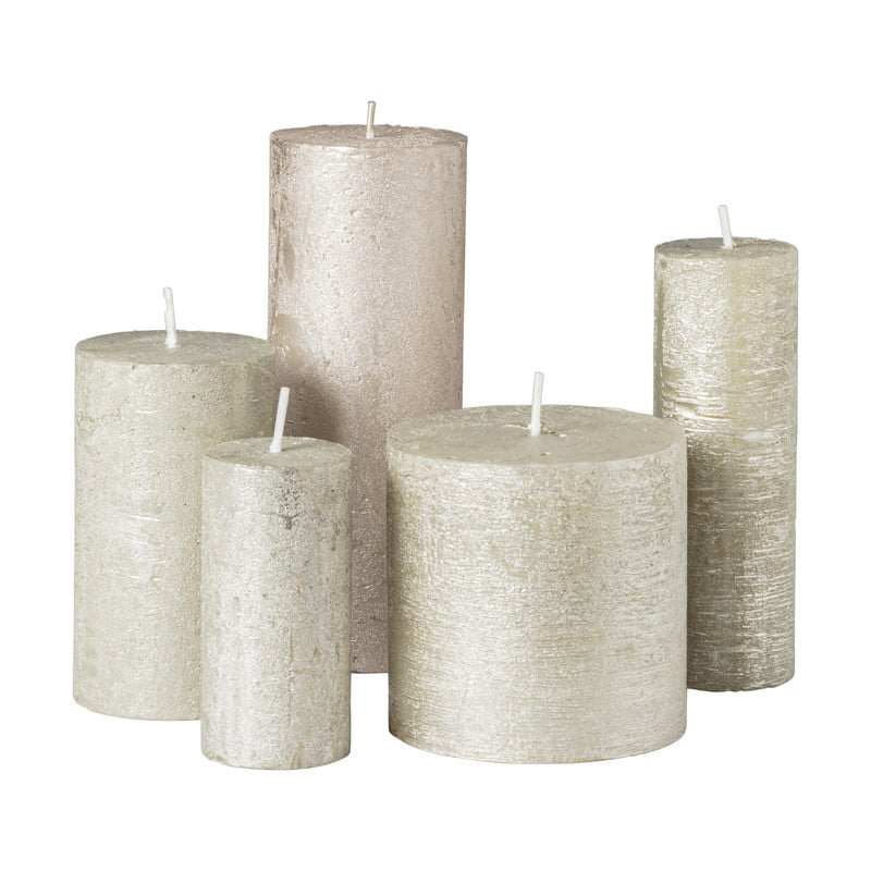 Kaars rustiek - zilver - &Oslash;7x18 cm