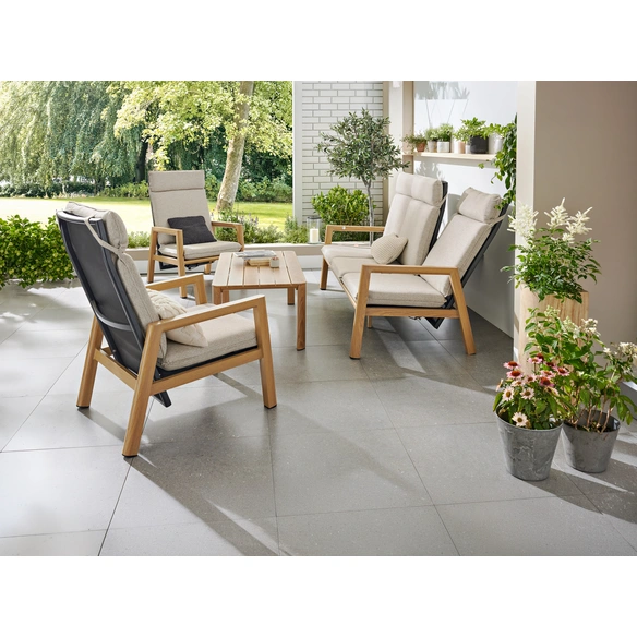 Loungeset, »Corsika«, 4-tlg., Alu-Gestell, holzoptik, naturfarben