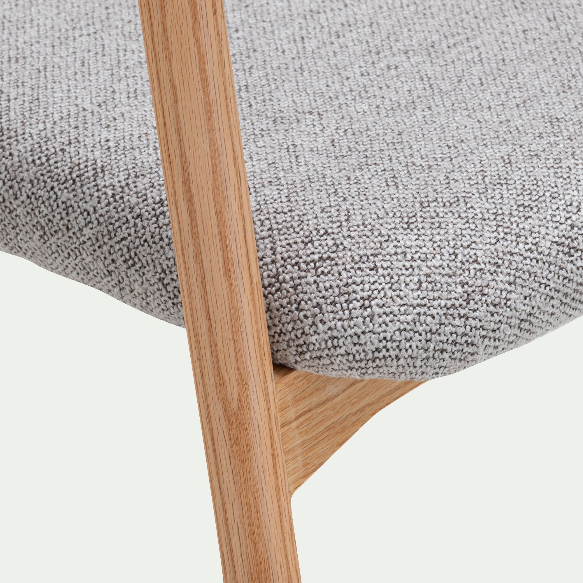 ADDI - Chaise de repas avec accoudoirs en bois et tissu - gris