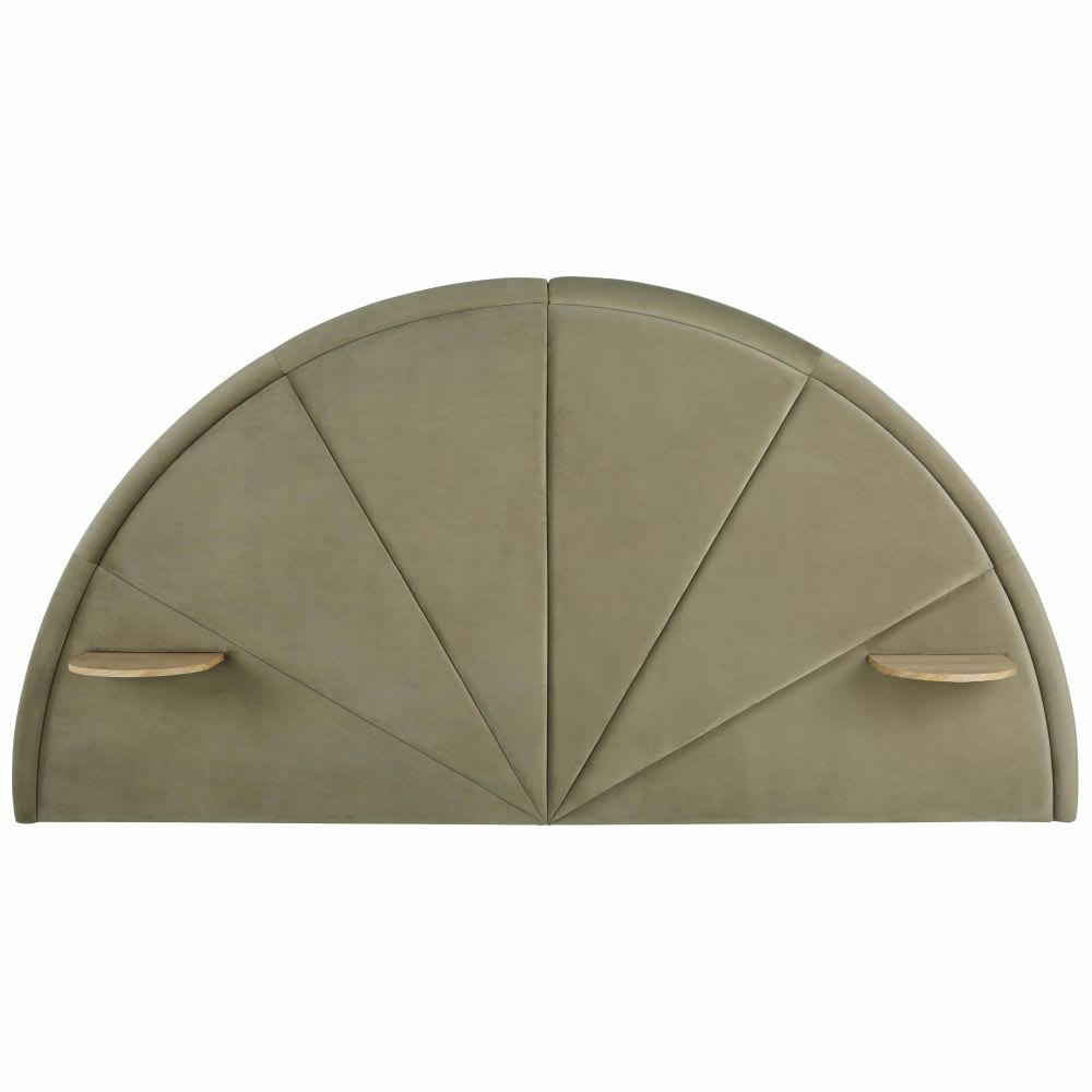 Starburst Business - Tête de lit 160 professionnelle en velours vert olive avec étagères intégrées