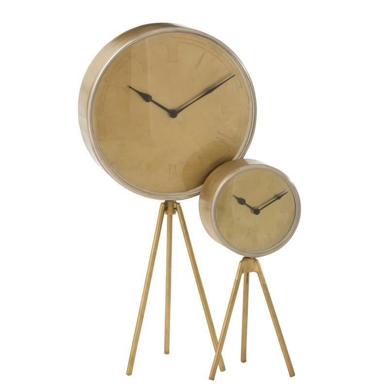 OR - Horloge sur trépied métal or H62cm