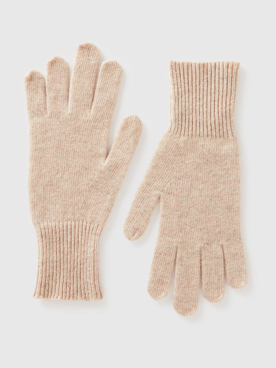 Beige gloves in pure Merino wool