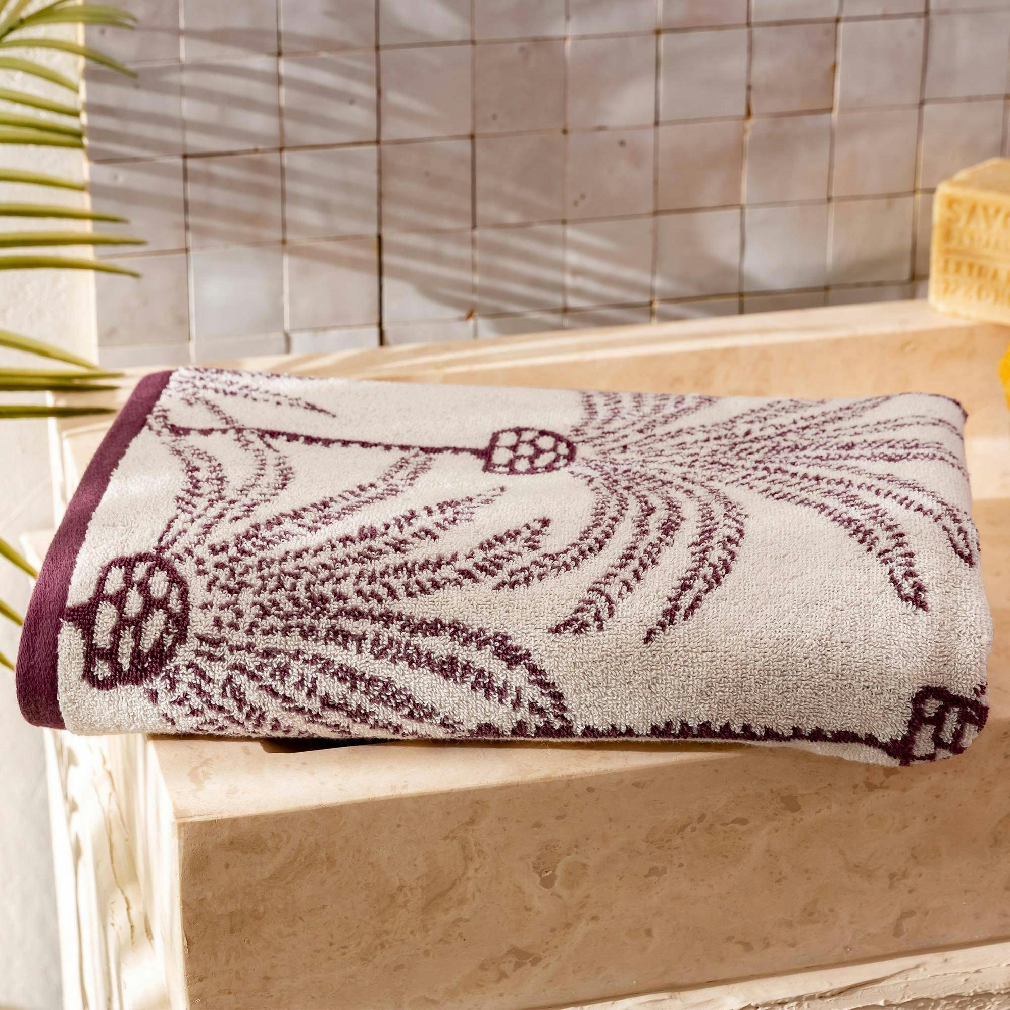 PALMARIX - Drap de bain 70x140 violet aubergine en coton 480 g/m²