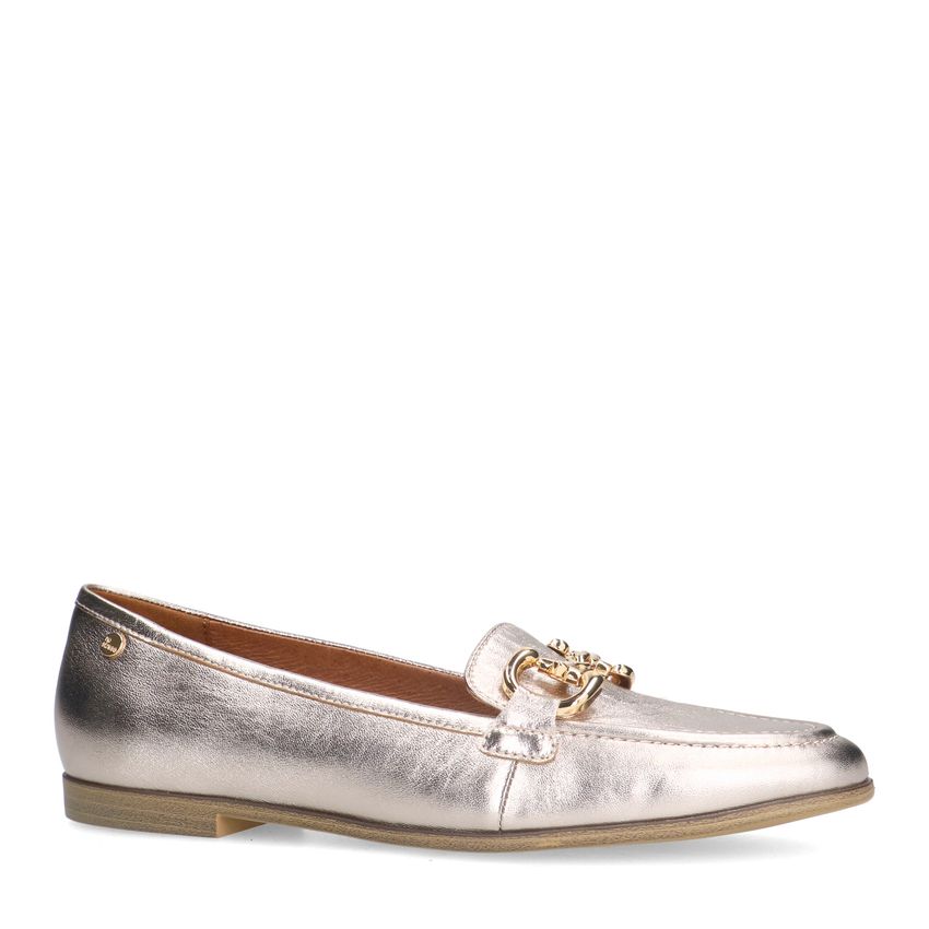 No Stress Gouden leren loafers met gouden chain