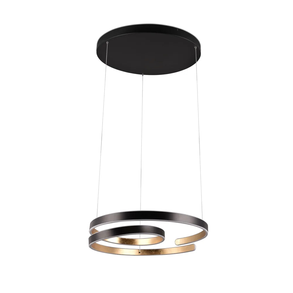 Trio Leuchten hanglamp Marnie - 1 lichts - 65 x 150  cm - zwart goud