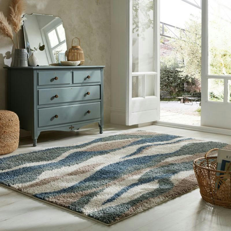 STREAM - Tapis en polypropylène gris et bleu  Alta 160 x 230