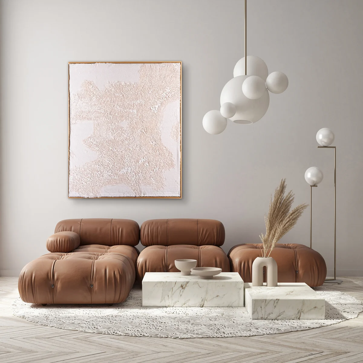 Studio Mykoda - SAHAVA Fur 1, 100 x 120 cm, cream / Rahmen Kiefer natur