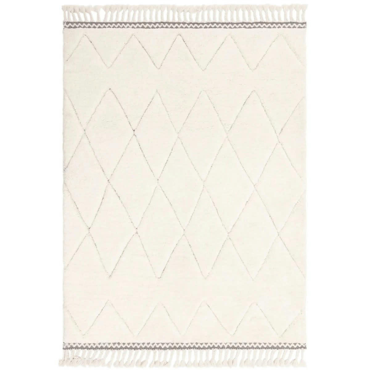 ASILAH - Tapis de salon en microfibre blanc cassé 120x170 cm