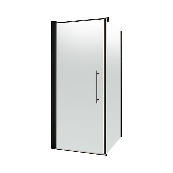 Paroi latérale fixe pour porte de douche pivotante l.90xH.192cm, verre transparent anticalcaire 5mm, décor Brume, profilé noir mat, Schulte NewStyle