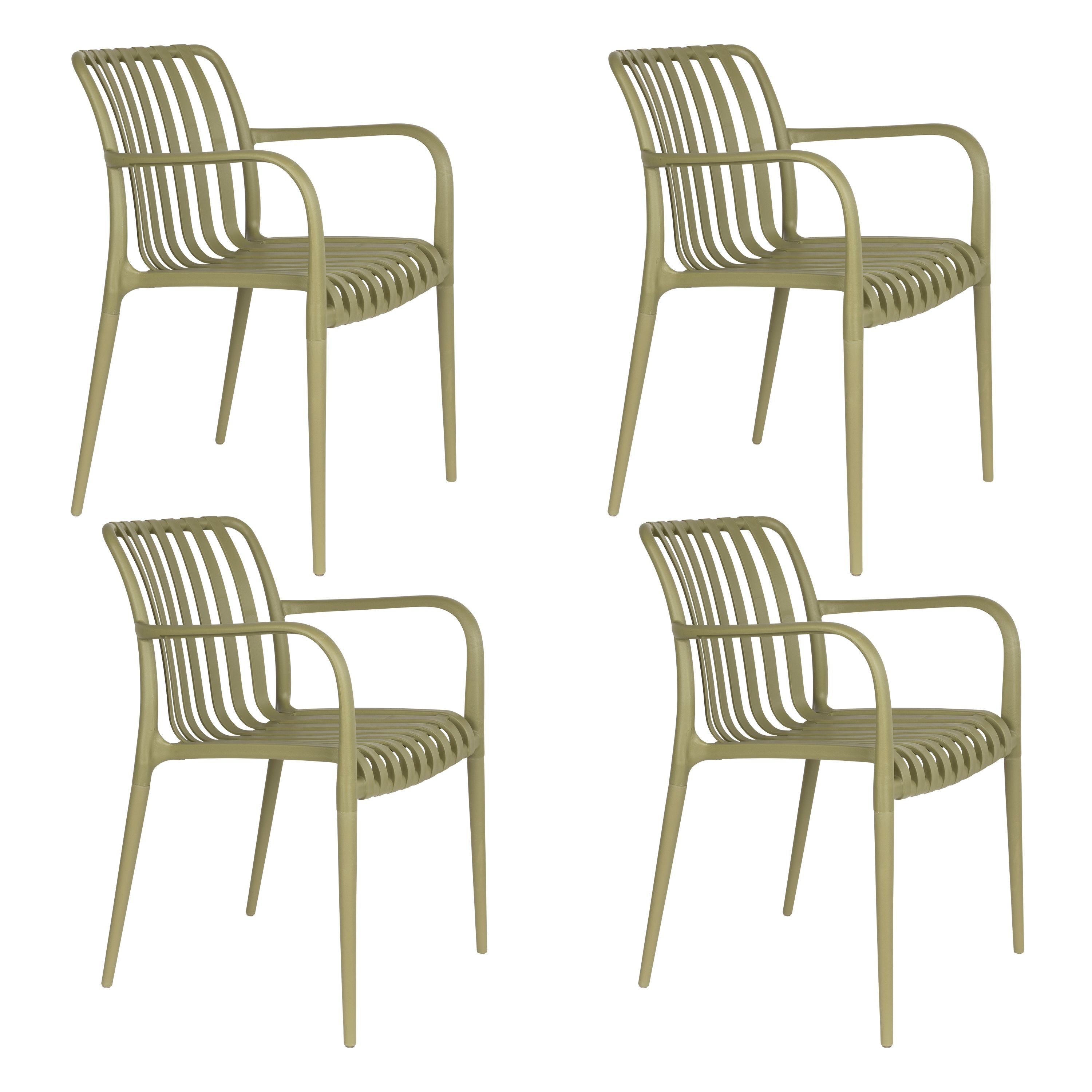 Housecraft Living Amae Tuinstoel Armleuning Kunststof Groen - Set van 4