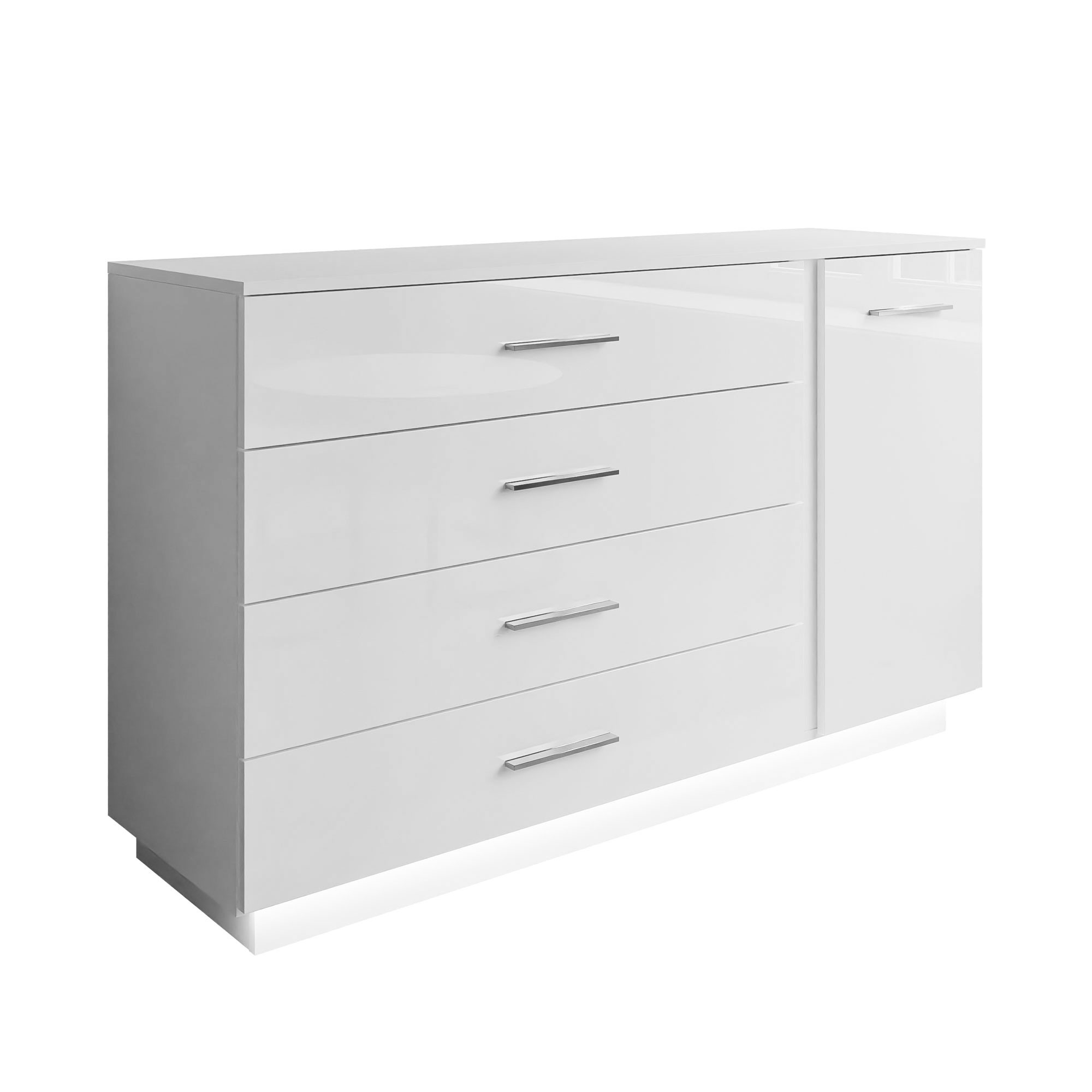 Komoda LINA II z oświetleniem i uchwytami chrom LED