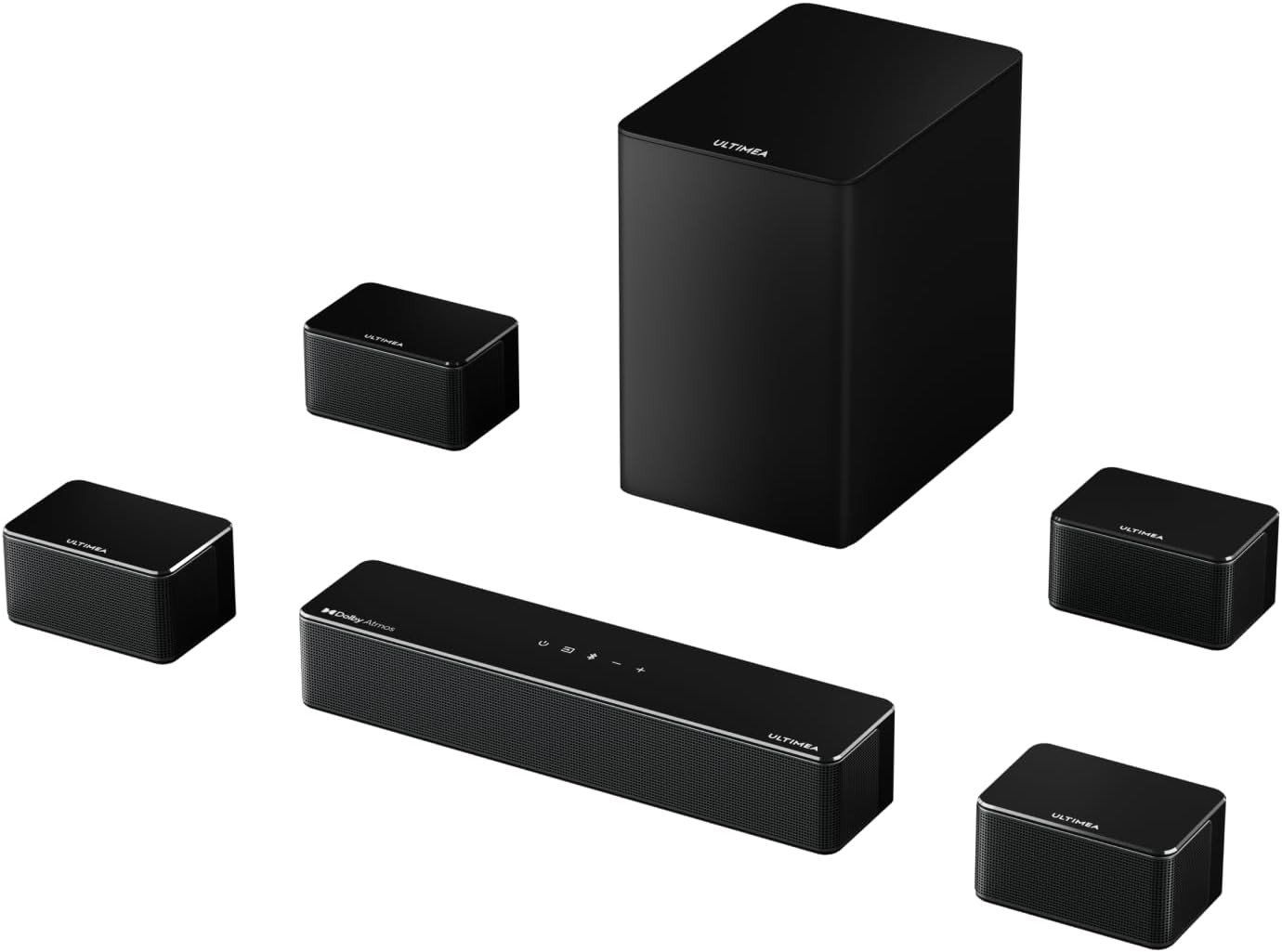 ULTIMEA 7.1CH Surround Sound System for TV  Soundbar with Dolby Atmos  6.5 Wireless Subwoofer  APP Control  4 Wired Surround Speakers  Peak Power 460W Soundbar for TV  Poseidon D80 (New 2025 Model)
