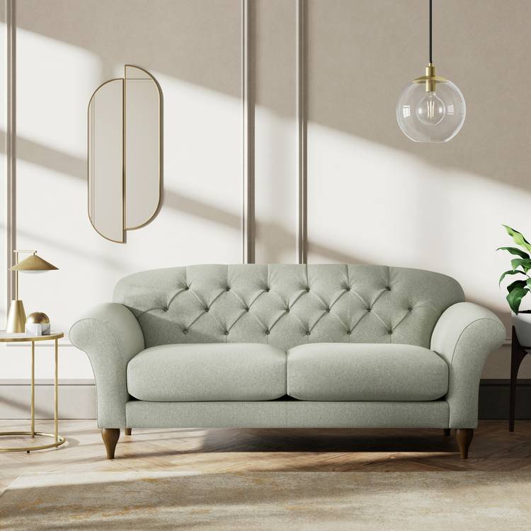 Habitat Brooker Fabric 3 Seater Sofa - Sage Green - Dark Leg
