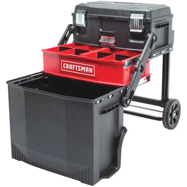 22-in 1-Drawer Black Metal Wheels Lockable Tool Box