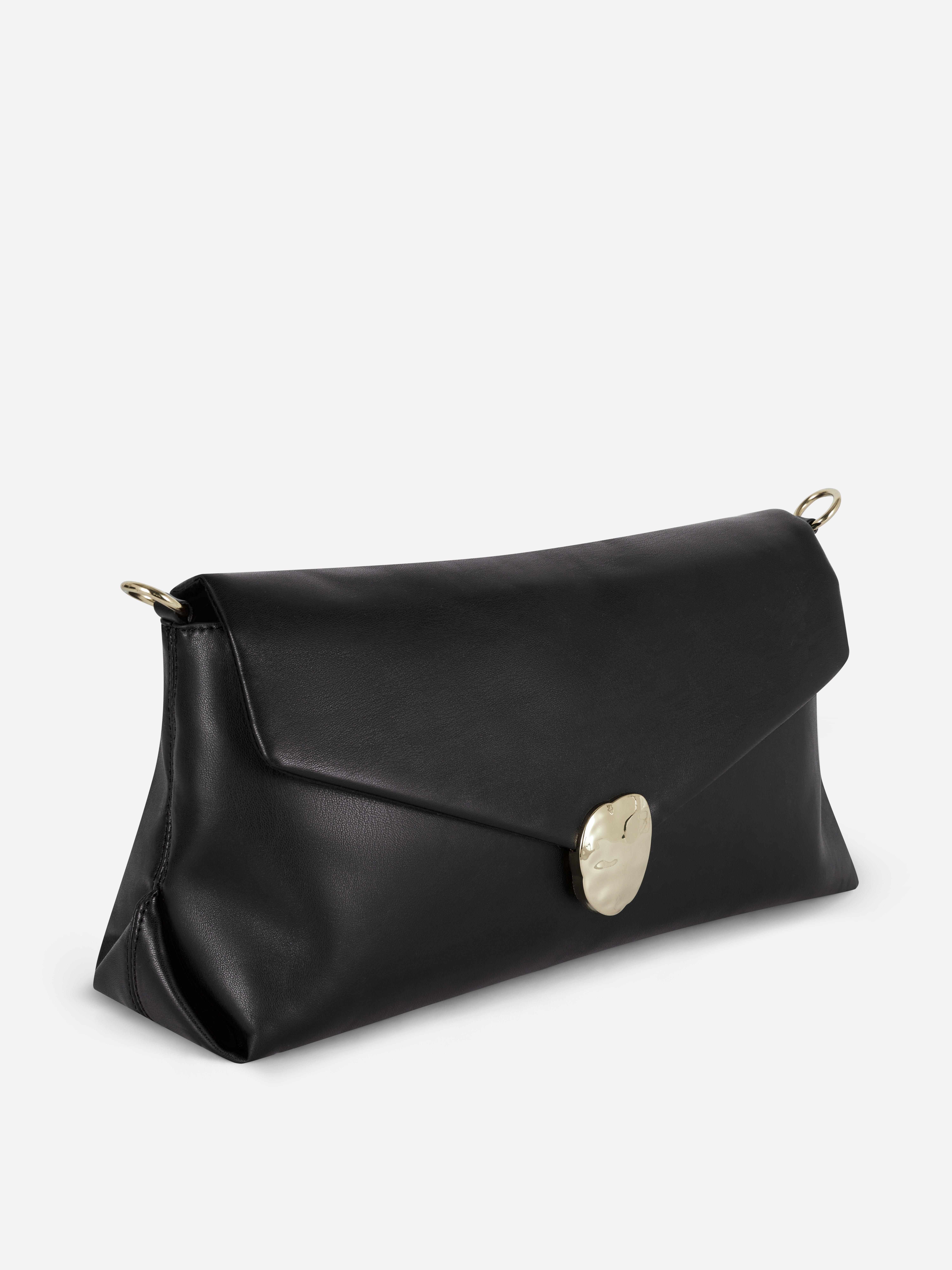 Faux Leather Metal Closure Clutch Bag