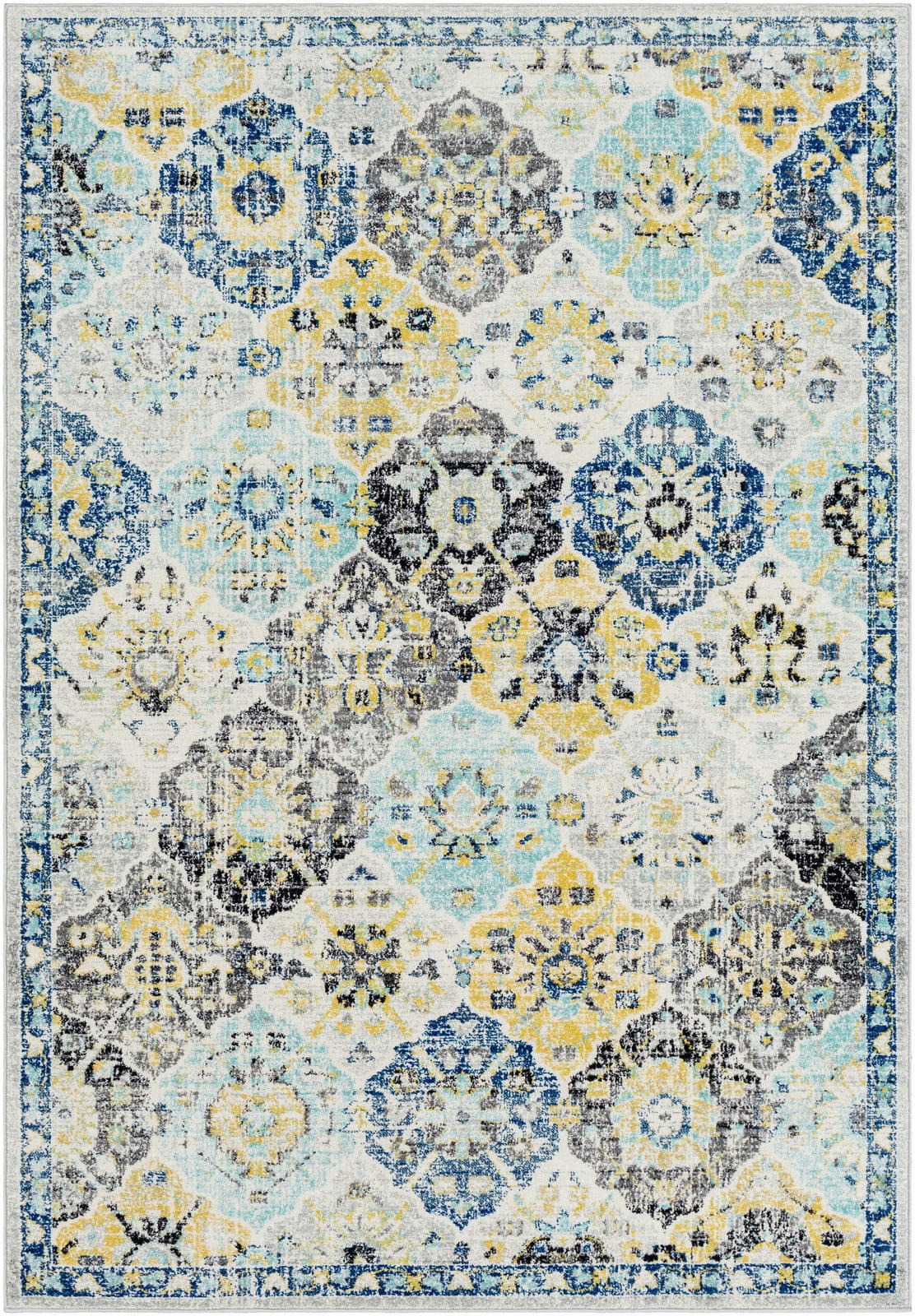 INES - Tapis Vintage Oriental Multicolore/Bleu 160x220