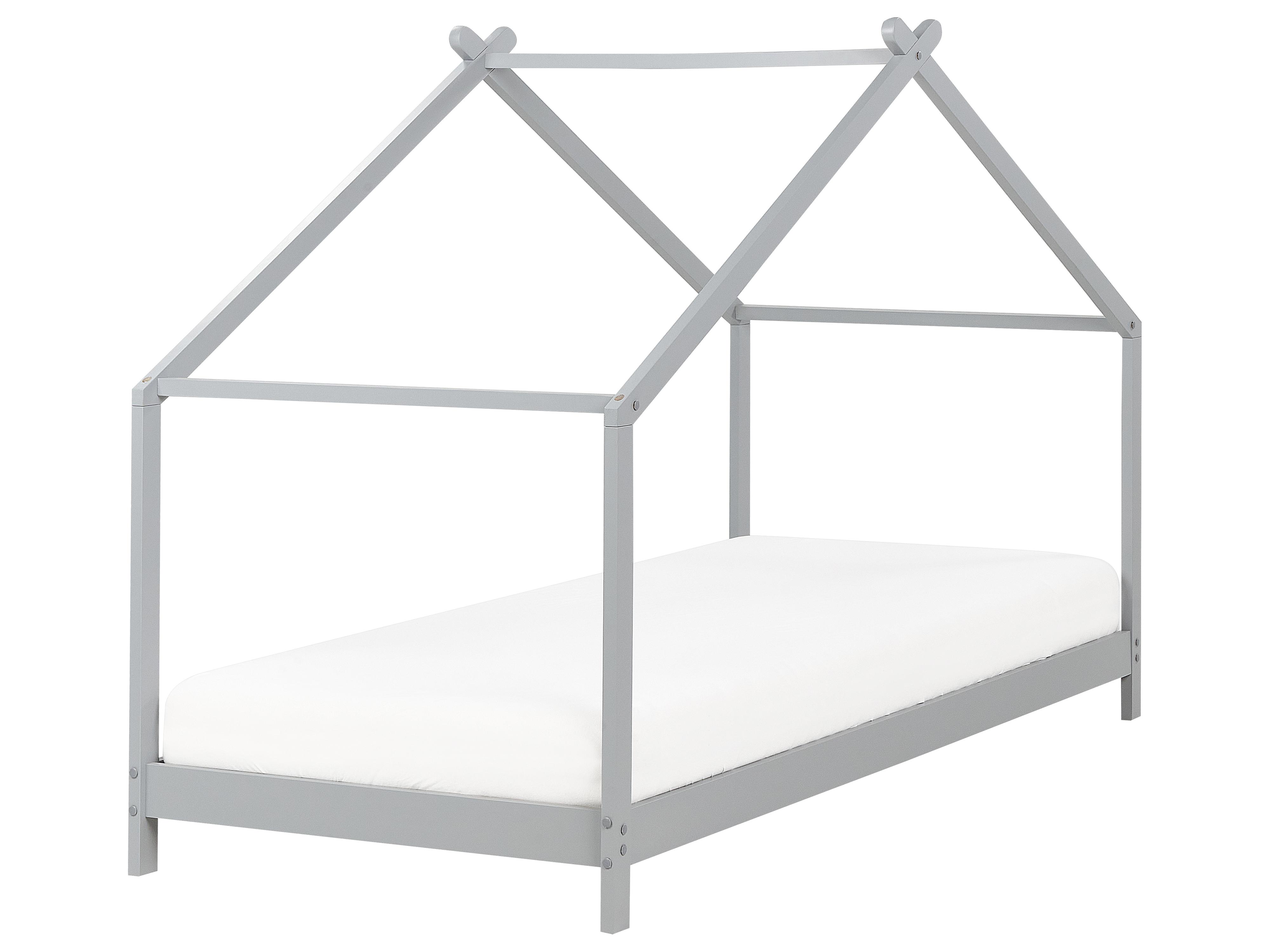 Kids Bed House Pine Wood ORLU 90 x 200 cm (EU Single) Grey