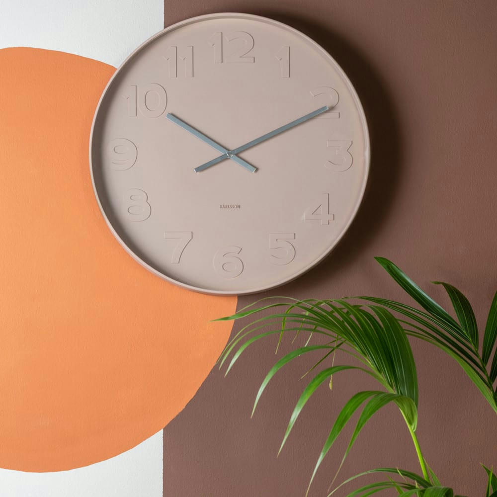MR. BROWN - Horloge murale ronde D51cm beige