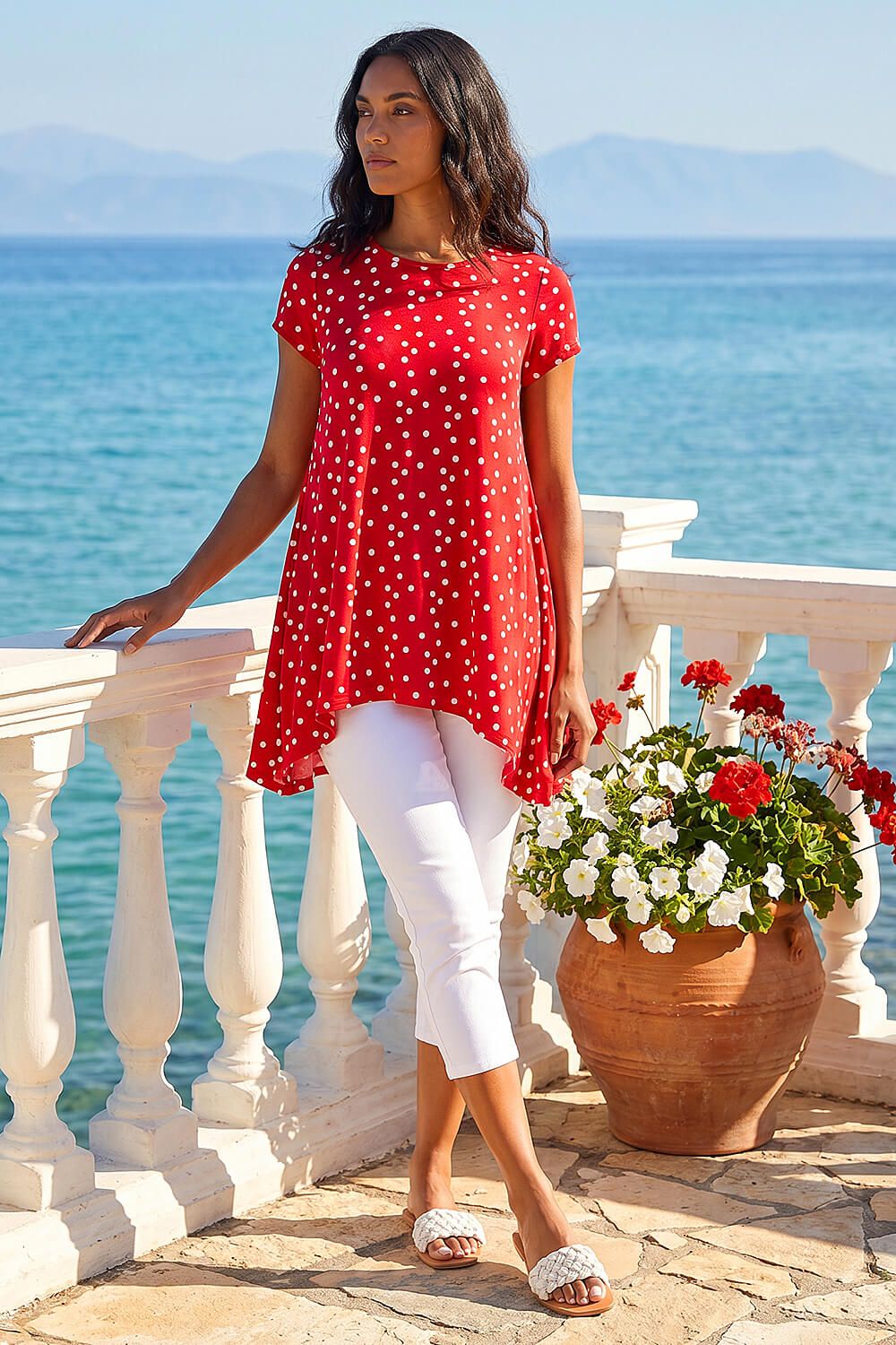 Roman Polka Dot Hanky Hem Top