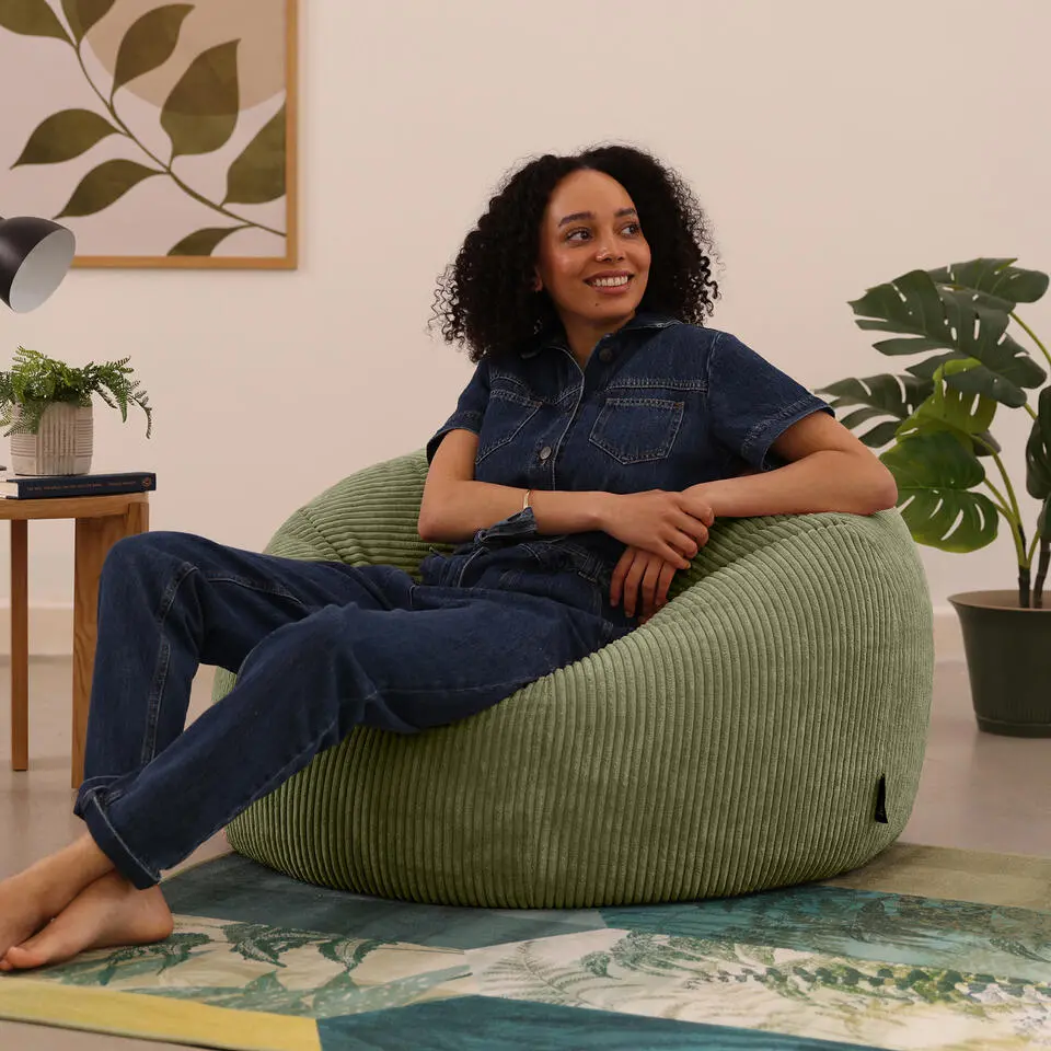 Set van 2 icon Zitzak Kingston - Corduroy Zitzak Volwassenen - Saliegroen