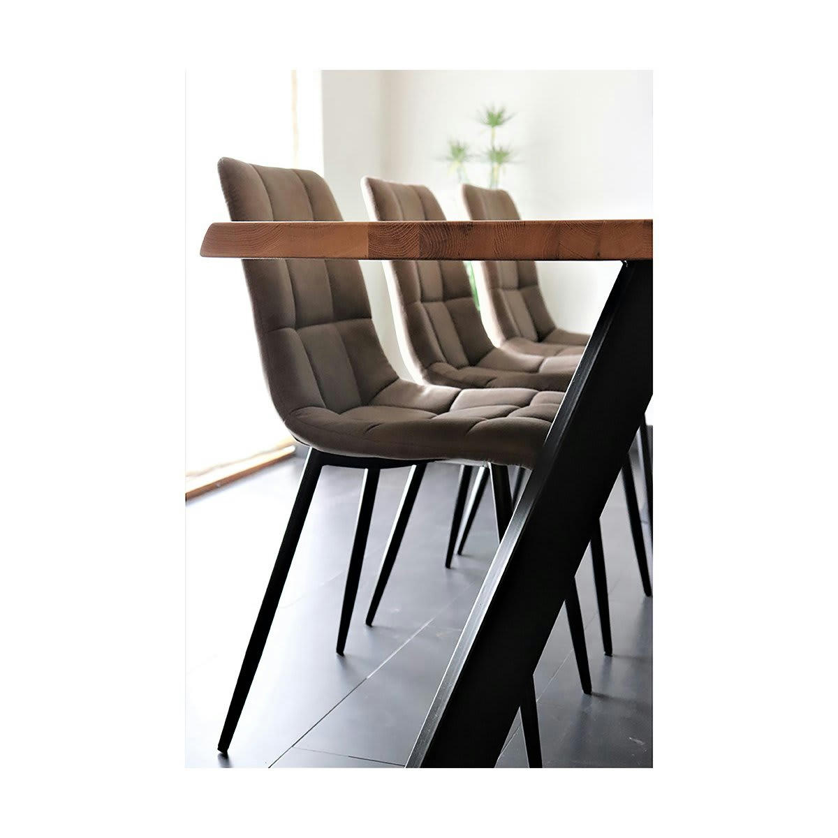 AGLO - Chaise design en tissu pieds métal taupe