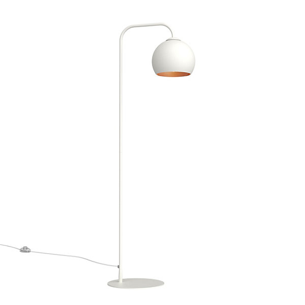 LUMICOM - JOE Lampadaire, 1X E27, max 42W, métal, blanc mat/feuille cuivre, D.25cm H.170cm