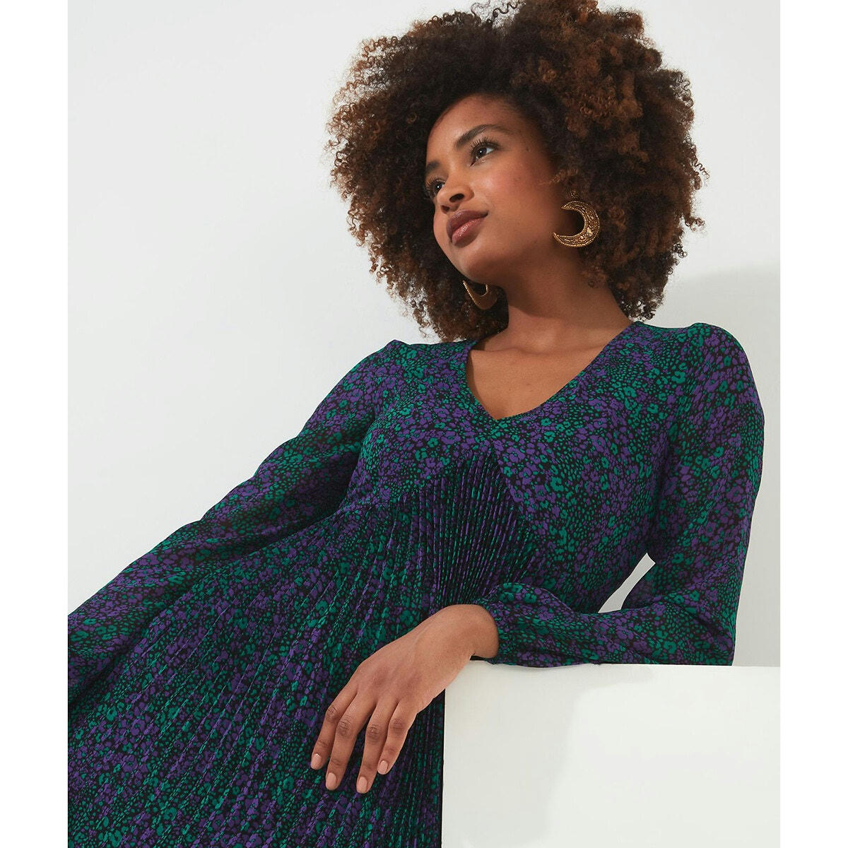 Robe tunique col V imprimé floral