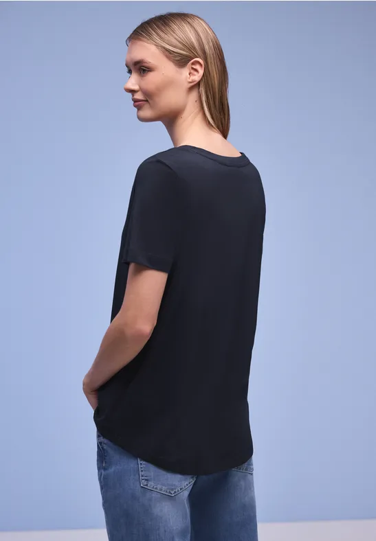 Kurzarm Longshirt mit Rundhals