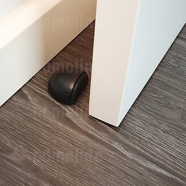 6 Un. Butée de porte adhésive en bois laqué noir 47x38MM