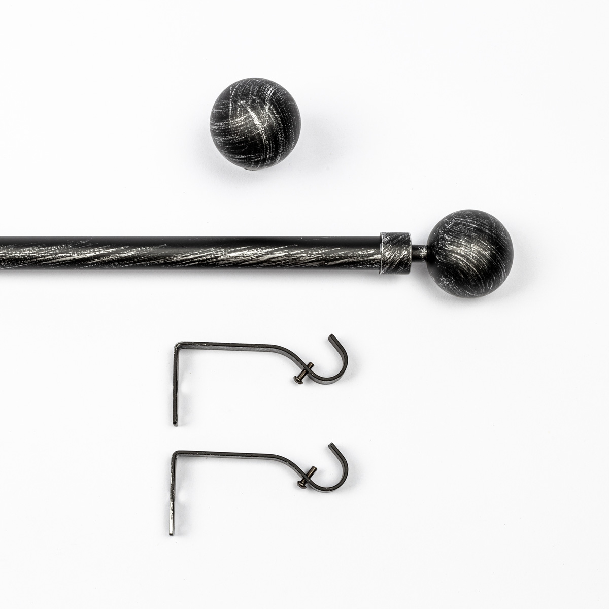 Kit varão extensível preto e prateado 120-210cm d19cm