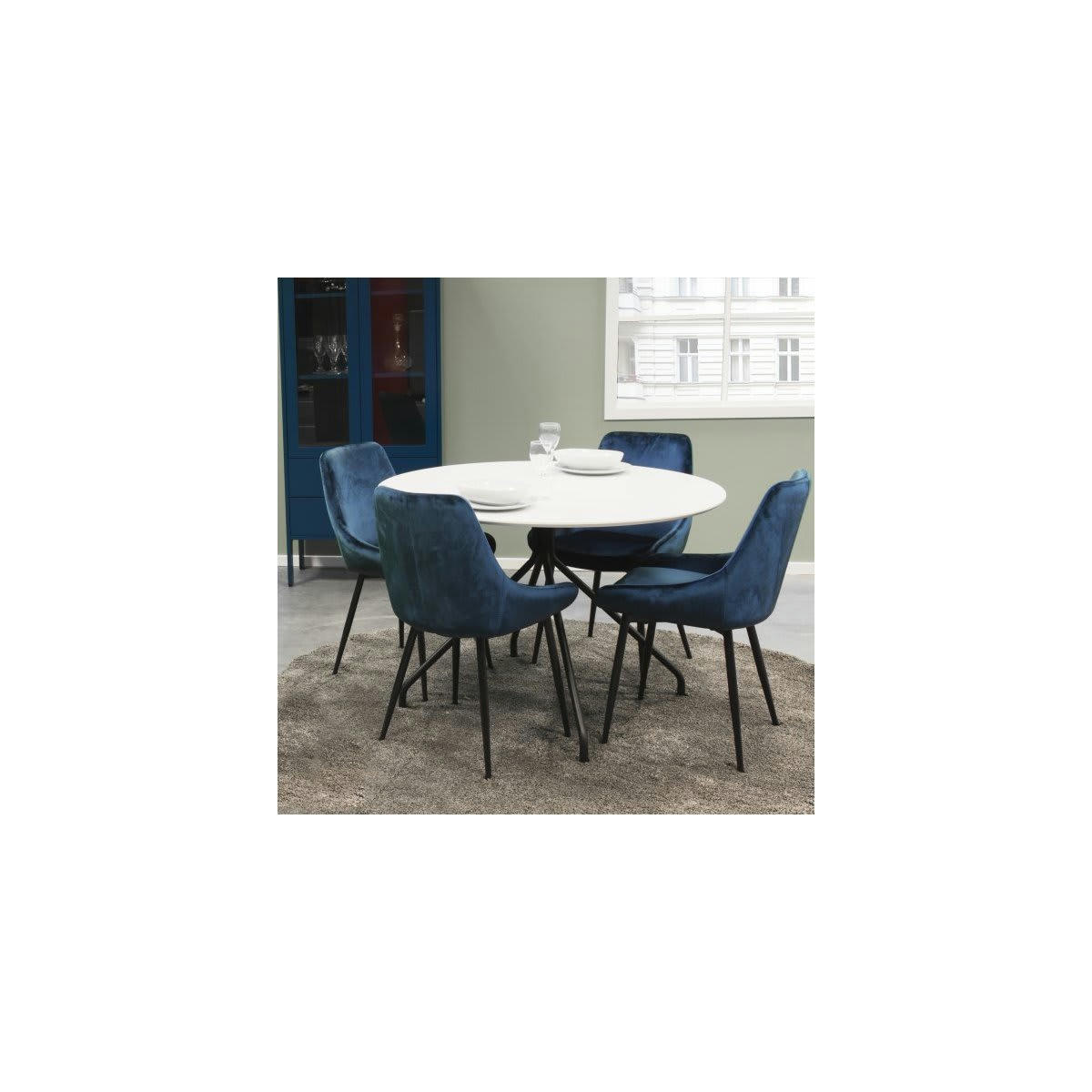 ZAIPO - Lot de 2 chaises en velours style moderne bleu ciel