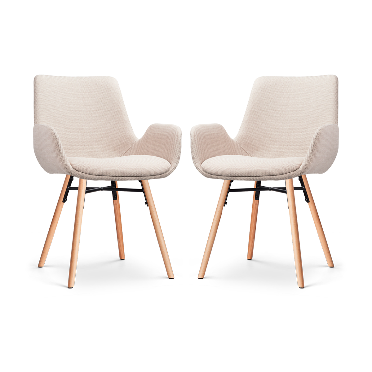 Nolon Nena-Eef Eetkamerstoelen Set van 2 - Beige - Naturel Hout