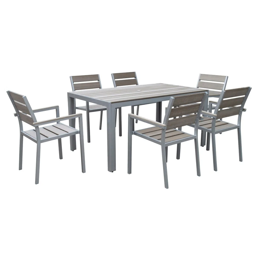 Tumaco Sun-bleached Grey 7-piece Outdoor Dining Set by Havenside Home