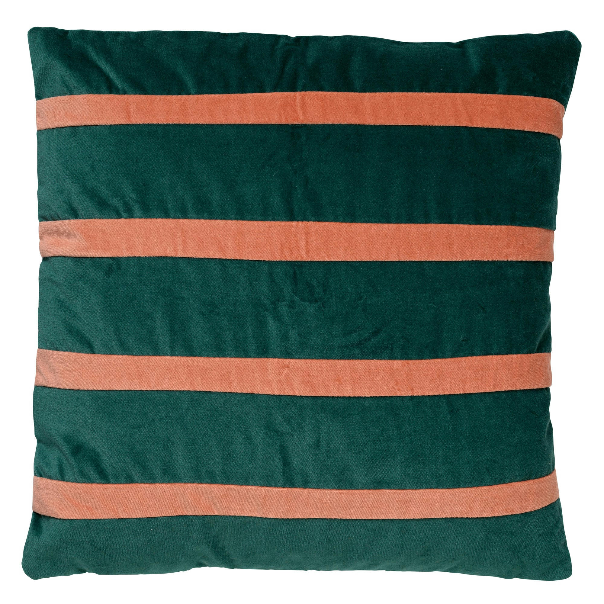 PEMM - Coussin - vert en velours 45x45 cm avec motif rayé