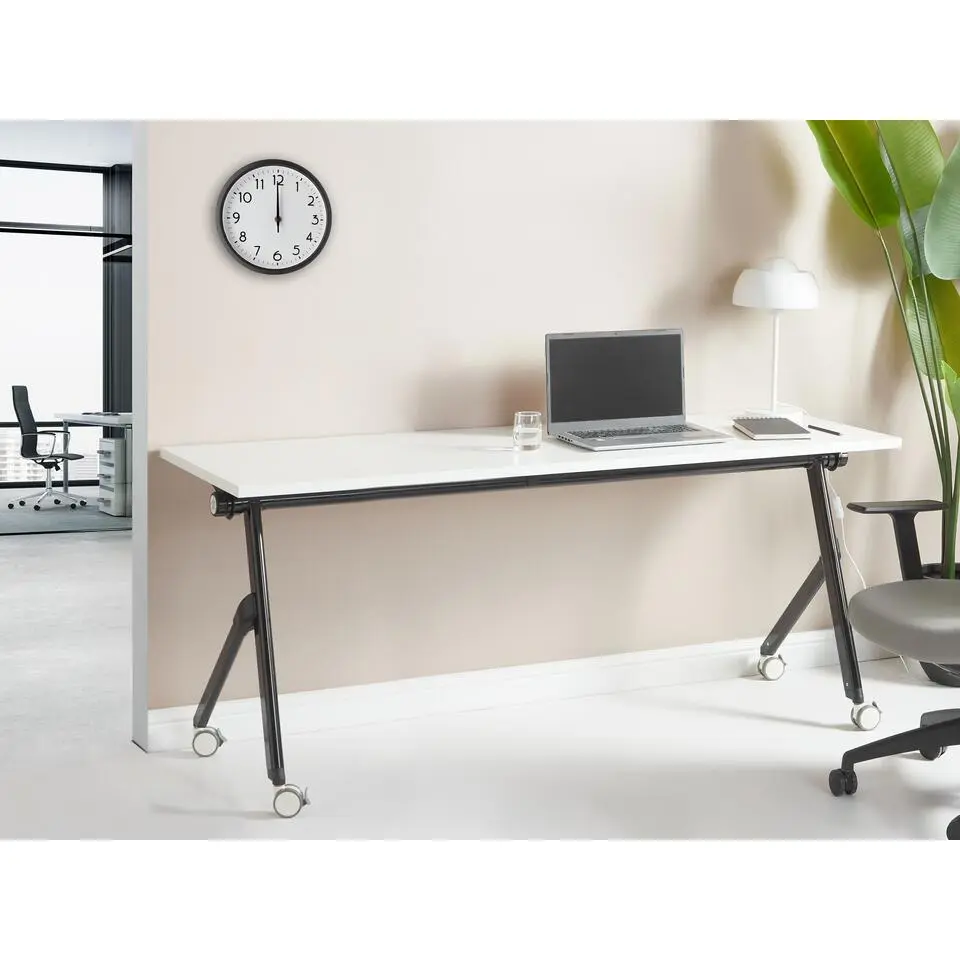 BENDI - Inklapbaar bureau - Wit/Zwart - 180 x 60 cm - Staal