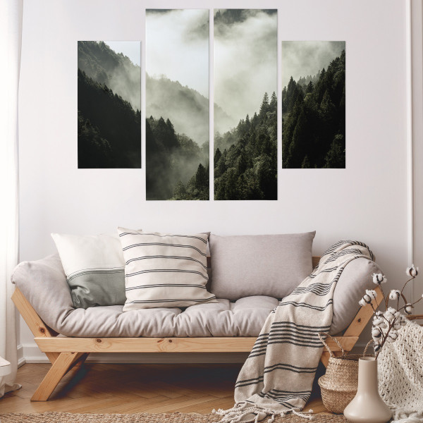 Obraz 4 Częściowy LEŚNY PEJZAŻ Natura 3D 80x60cm