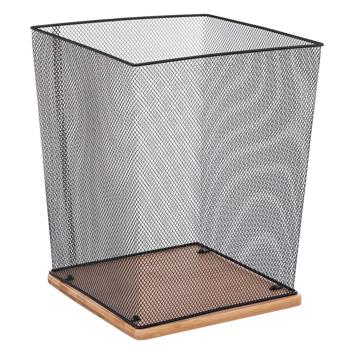 Cesto de arrumação em bambu e metal preto