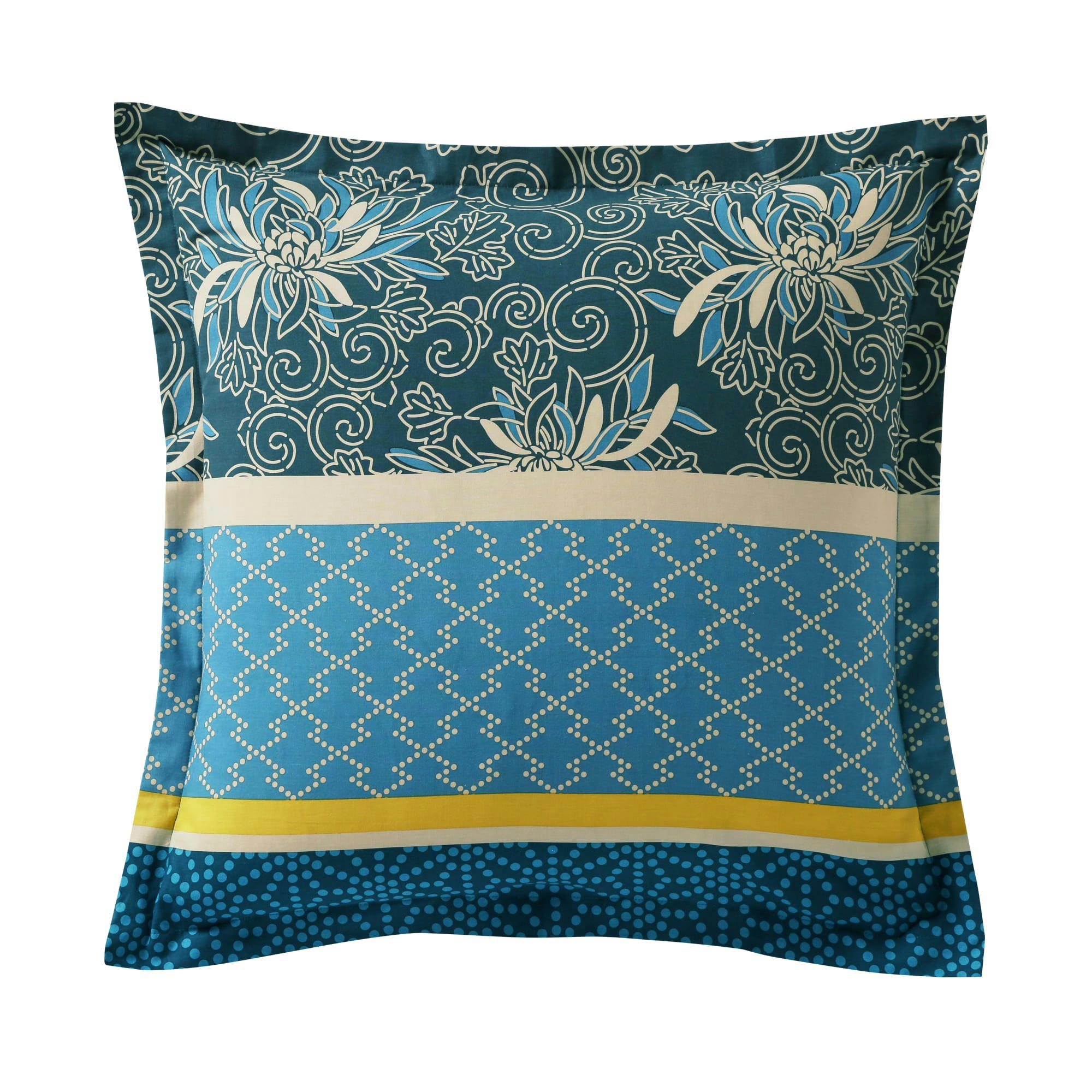 CUZCO - Taie d'oreiller 63x63 bleue en coton