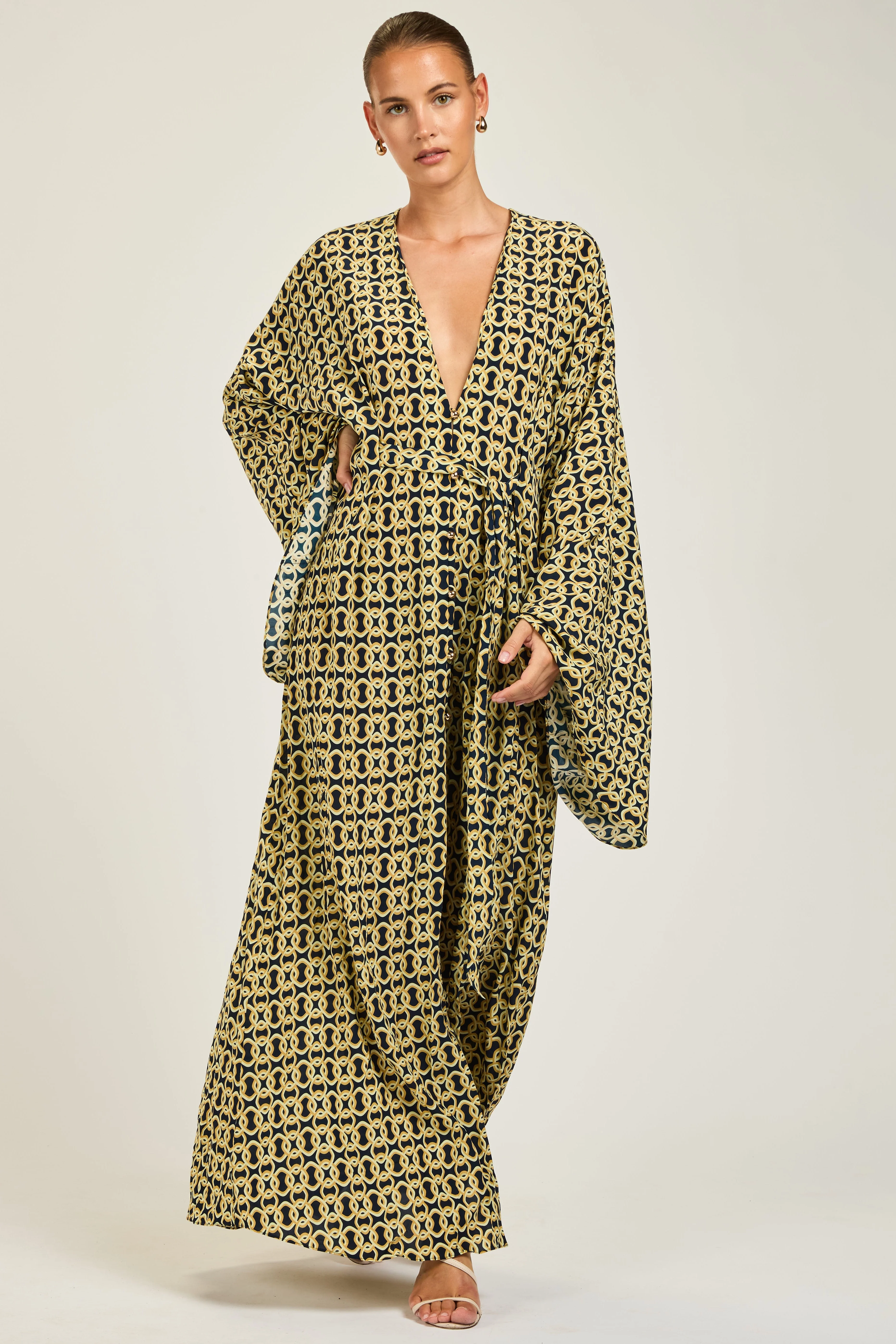 Morocco Kaftan - Navy/Gold Link Print