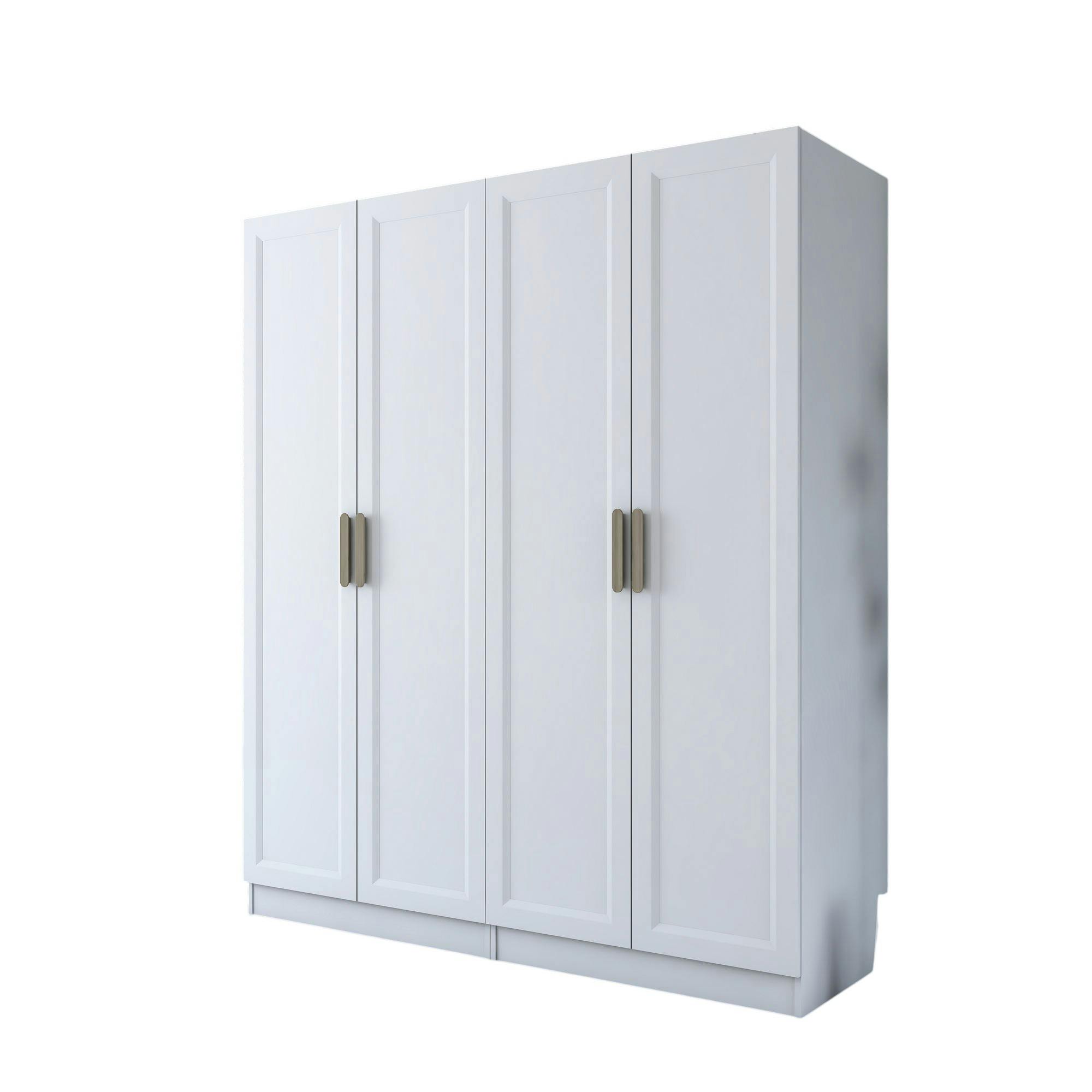 Armoire penderie blanche 4 portes 2 tringles BYRON