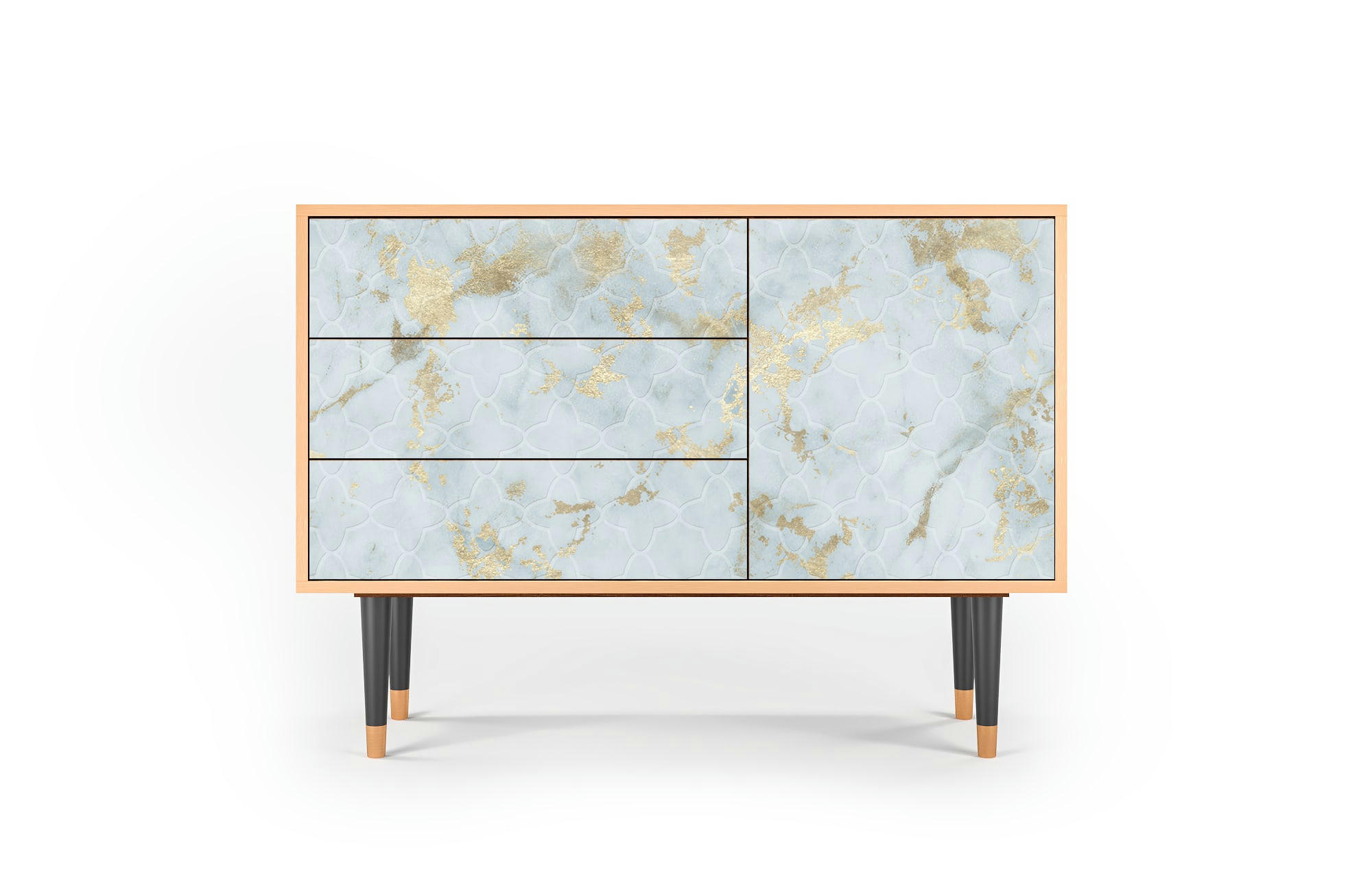GOLDEN WAVES - Buffet  blanc clair 3 tiroirs et 1 porte L 115 cm
