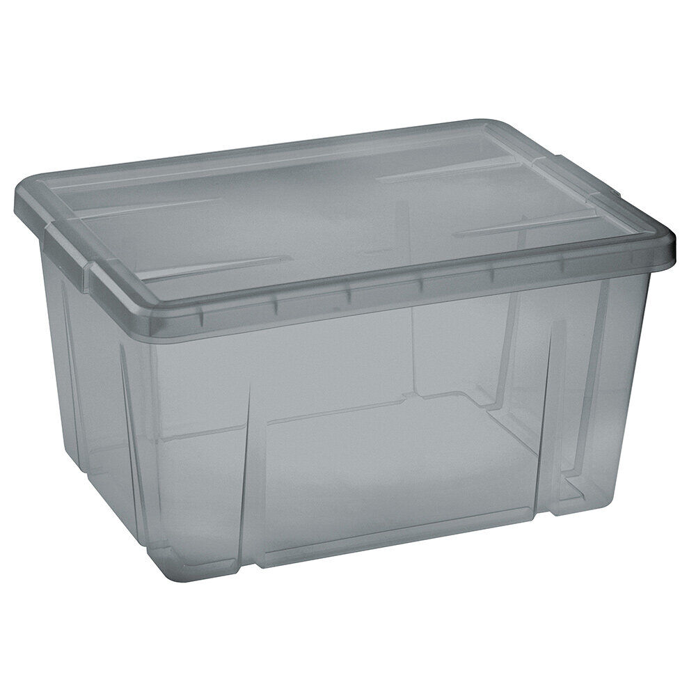 BoÎte de rangement gris fumé avec couvercle 30L