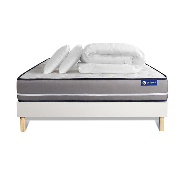 Pack sommier kit matelasLatex et mémoire de forme avec couette et oreillers