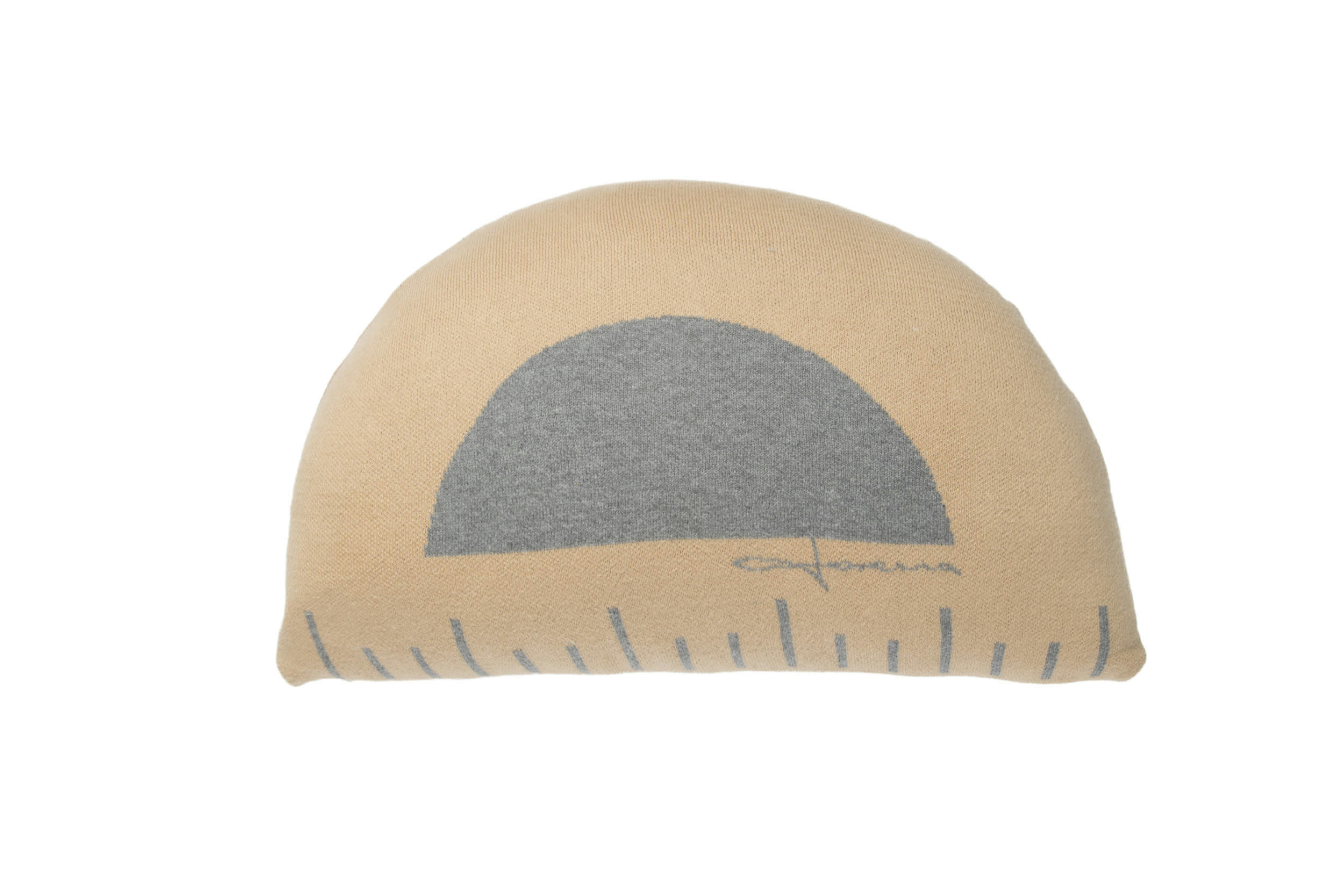 BACK-TO-SCHOOL - Coussin règle en coton jaune et gris 30x50